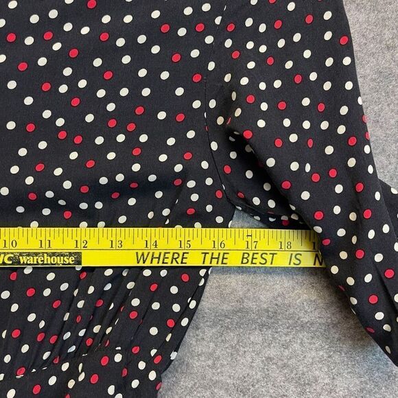 ZARA Dress Size XS Polka Dot Tie Wrap Midi Chic Black Red White V-Neck Ruffle - Picture 6 of 14